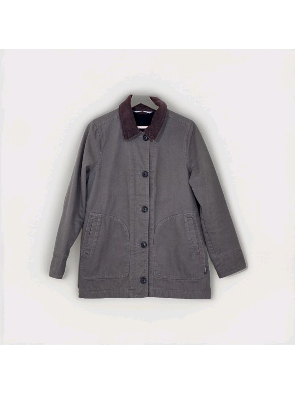 Woolrich Chore Jacket M Khaki Corduroy Collar Buttons Pockets Cotton Outdoor